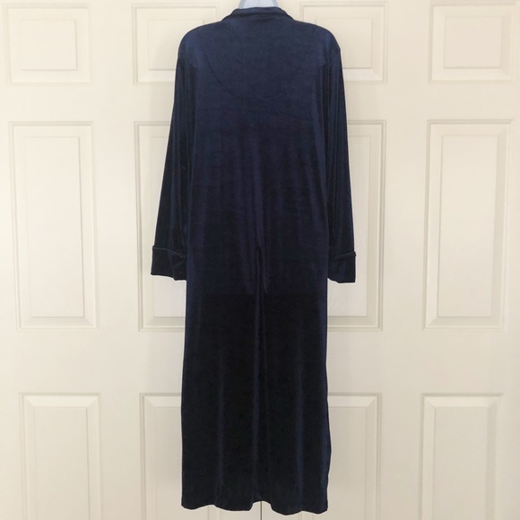 Ralph Lauren Velvet Full Length Robe House Coat w Crest Full Zip Navy Sz Small - Picture 4 of 12